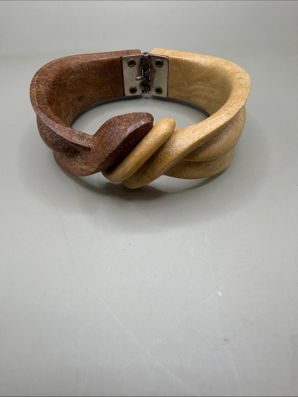 Vintage Resin Wooden Wide Clamp Bracelet - Picture 2 of 4